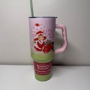 Strawberry Shortcake Pink & Green Stainless Steel Travel Mug